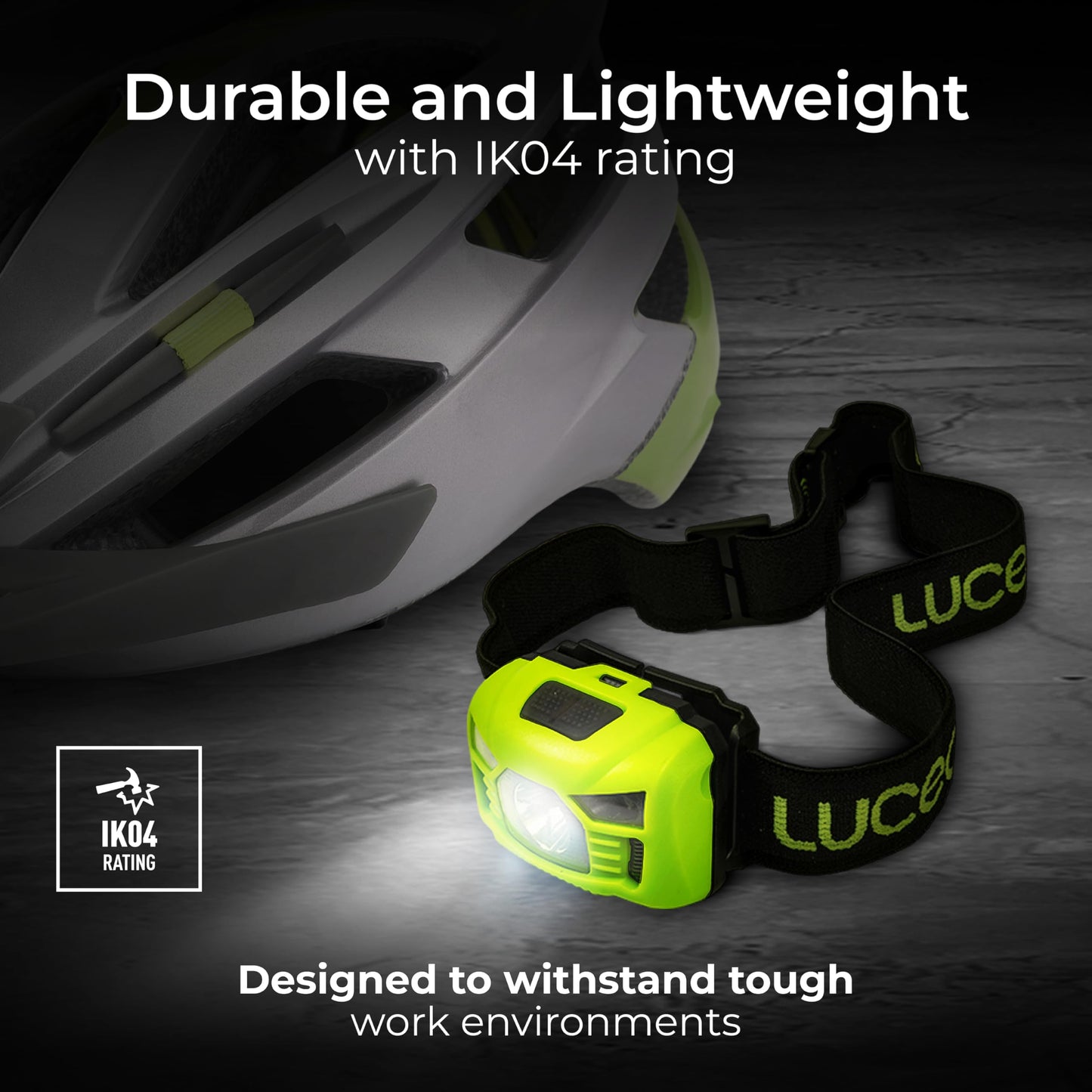 Luceco LED Inspection Head Torch with USB and PIR Motion Sensor, 5 Light Modes, Adjustable, Rechargeable, Inspection Lights, High-Vis, IK04, 3W, 150lm, 6500K, LILH15P65
