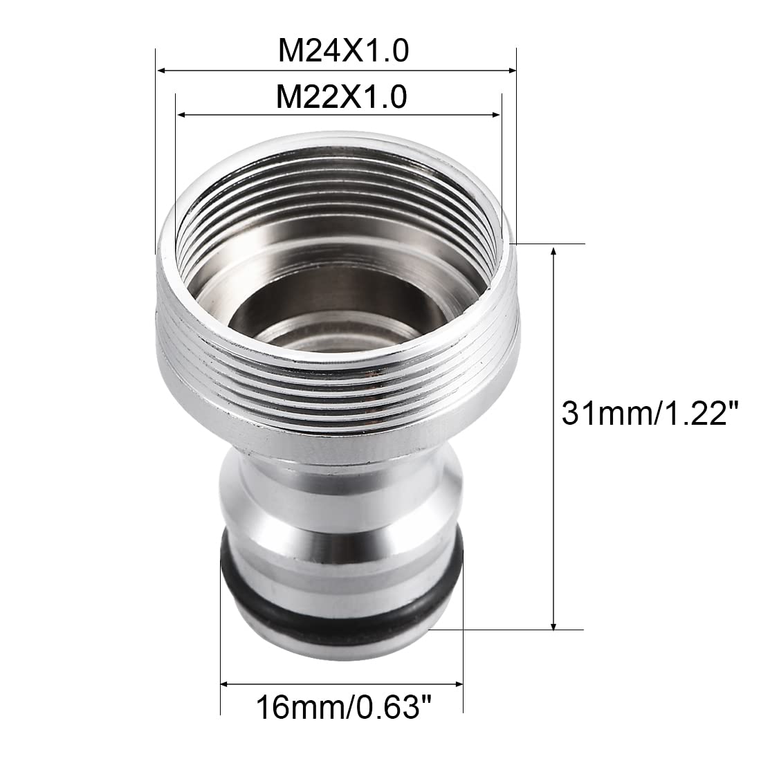 sourcing map Hose Quick Connector M22 Female M24 Male Thread Adapter