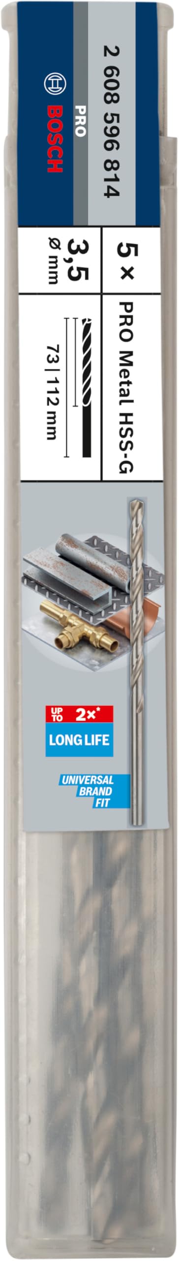 Bosch 5x PRO Metal HSS-G Twist Drill Bit Long Length