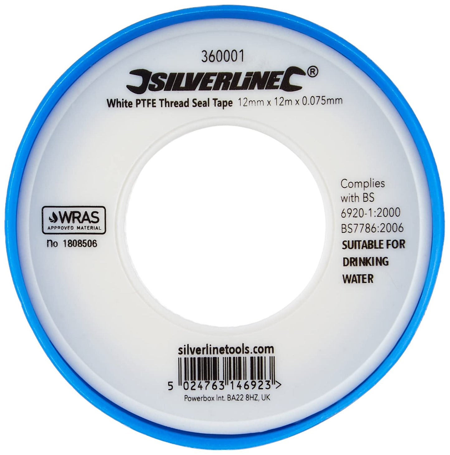 Silverline 250475 PTFE Tape 12 m - Pack of 10
