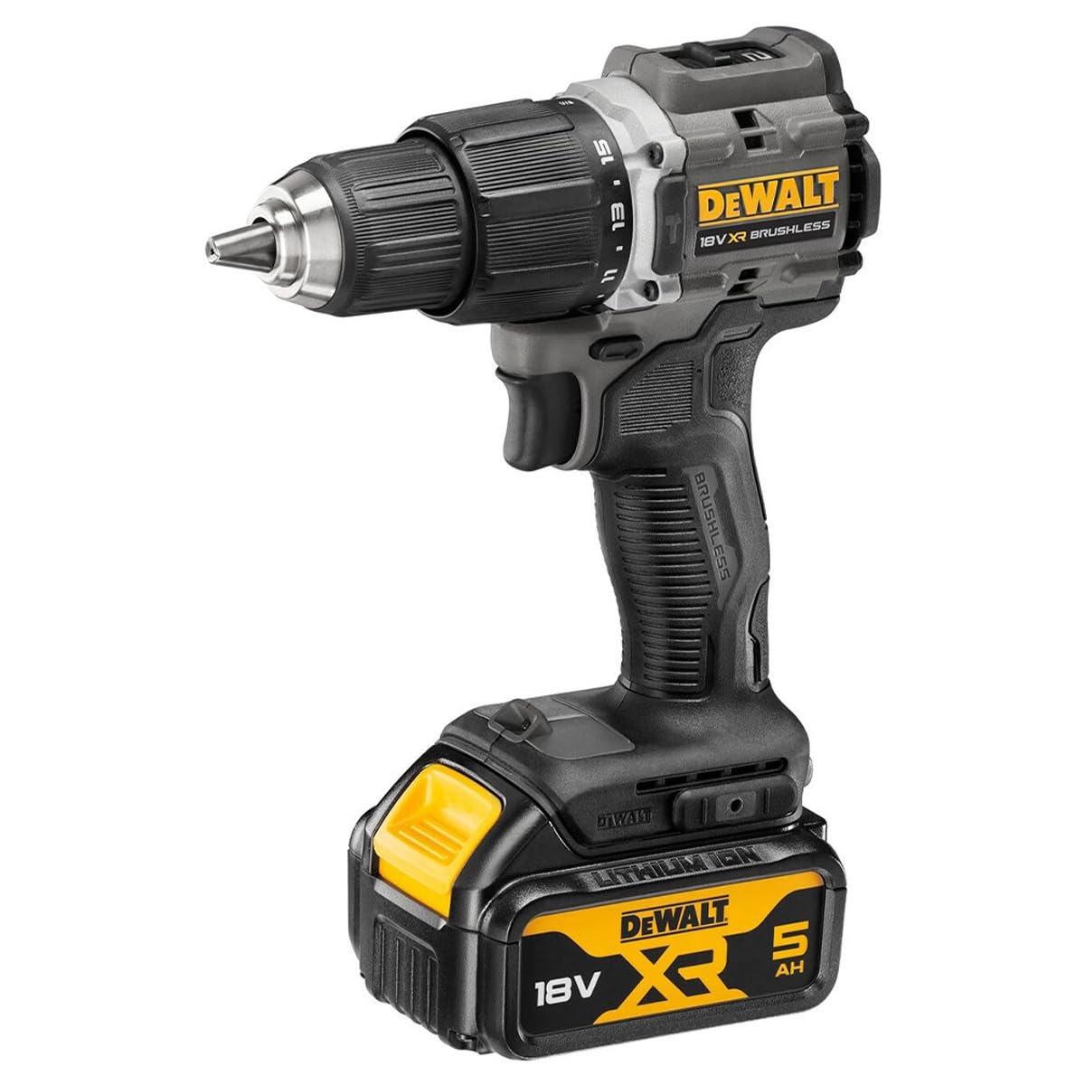 Dewalt DCD100P2T 18V XR Cordless Brushless Combi Drill with 2 x 5.0Ah Batteries, Charger & Case