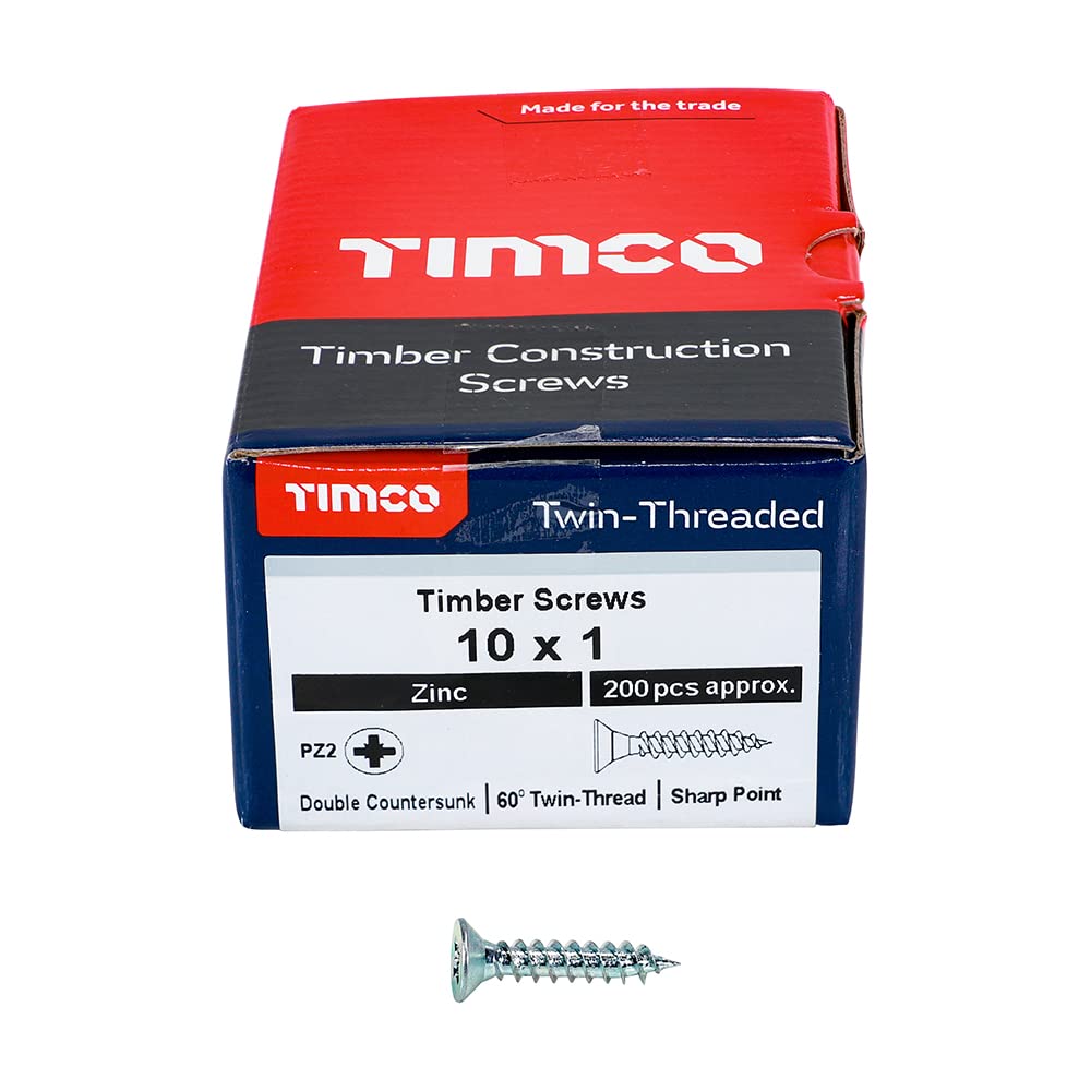 Timco PZ1 CSK BZP Zinc Plated Twin Woodscrew (Box of 200)