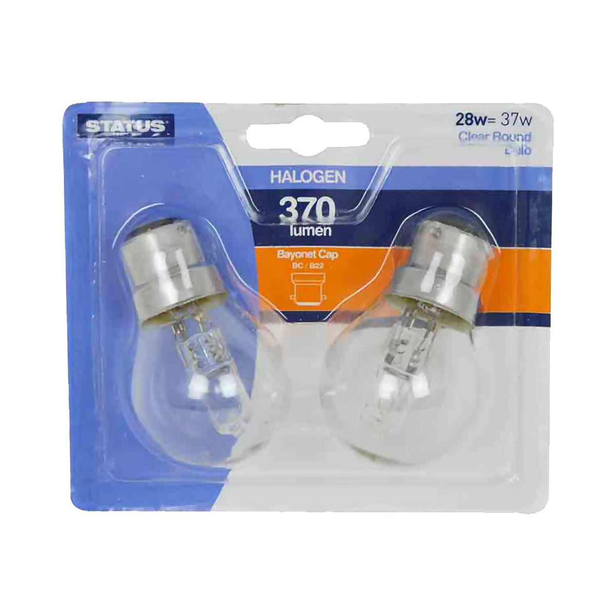 Status Pack of 2 x x 28 watt = 55 watt SBC B15 Small Bayonet Cap Halogen Light Bulb Warm White Light Colour 2700k