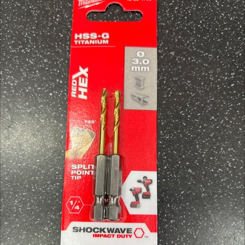 Milwaukee impact Metal drill bit 3.0mm 2 pack