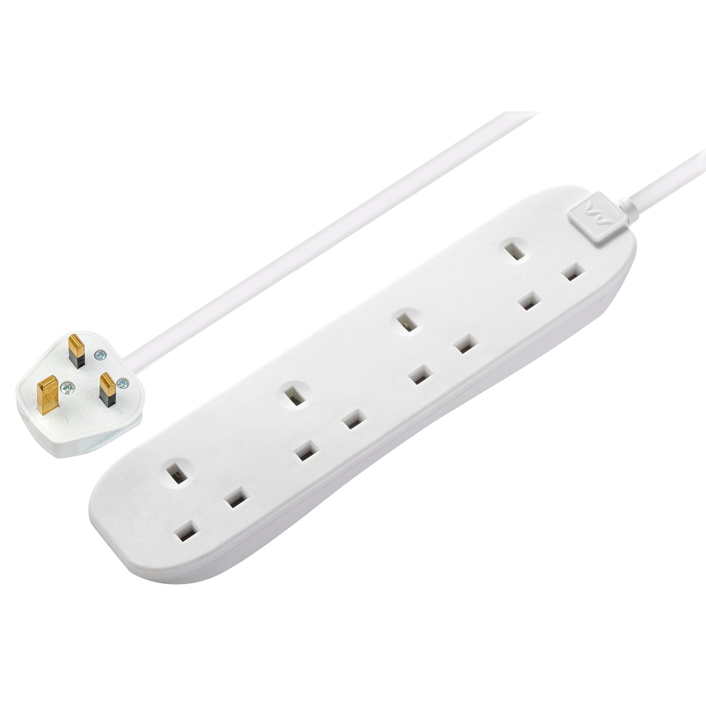 Masterplug Four Socket Extension Lead, 2 Metre, White