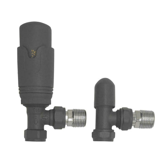 15mm Callisto Angled TRV Valve Twin Anthracite