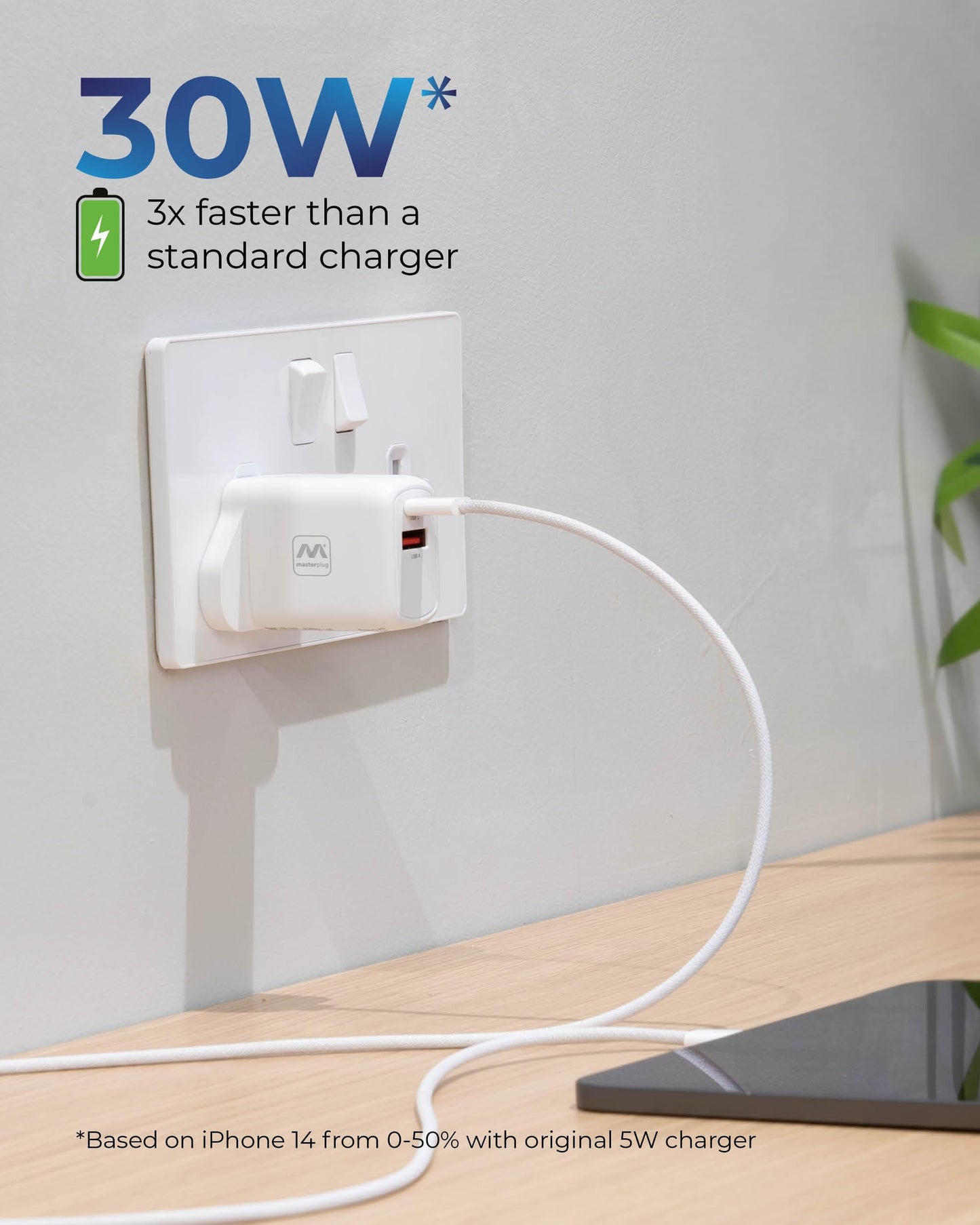 Masterplug Super-Fast USB Charging Plug