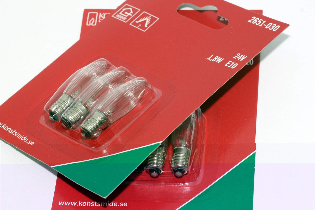 TheOneStopSatShop 6 Pack Of KonstsmIde 24V, 1.8W, E10, MES Spare Welcome Candle BrIdge Bulbs