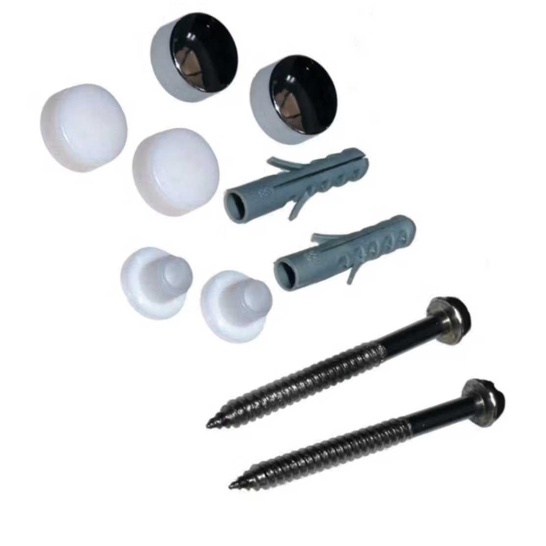 Toilet Pan Screws Stainless Steel - White and Chrome Plated Caps