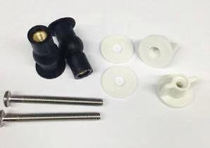Toilet Seat Fixings Top Fix And Bottem Fix Universal Pack Well Nut WC Blind Hole Fitting Rubber Back To Wall 1 PAIR- Handyfix Brand
