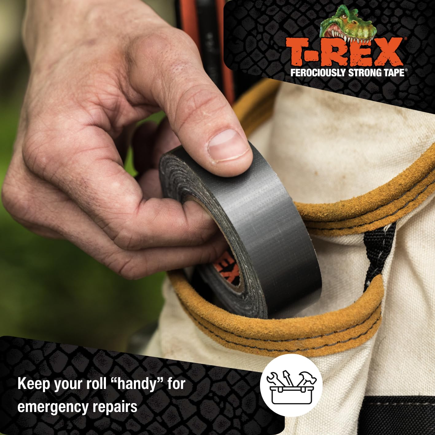 T-Rex Tape Ferociously Strong Waterproof Graphite Grey Tape, 25mm x 9.14m, A High Strength Duct or Gaffer Cloth Adhesive Repair Tape, from The Makers of The Original Duck Tape