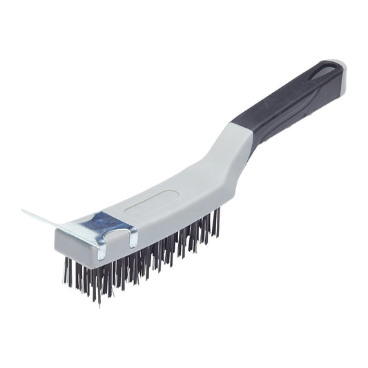 ProDec Soft Grip Wire Brush, 4 High Density Rows of Steel Wire for Heavy Duty Cleaning