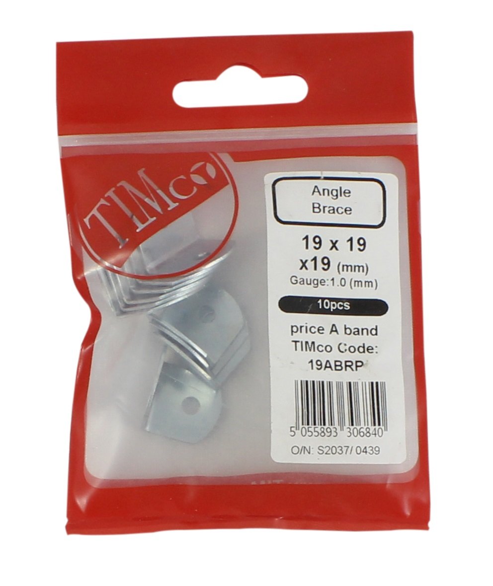TIMco 19ABRP 19mm Angle Brace Pack 19 x 19 x 19mm - (Pack of 10)