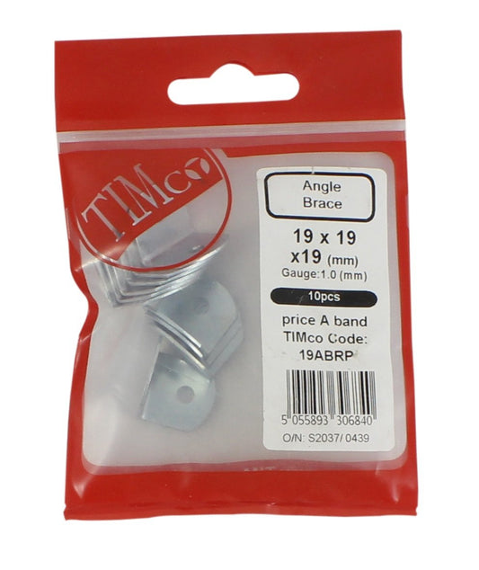 TIMco 19ABRP 19mm Angle Brace Pack 19 x 19 x 19mm - (Pack of 10)