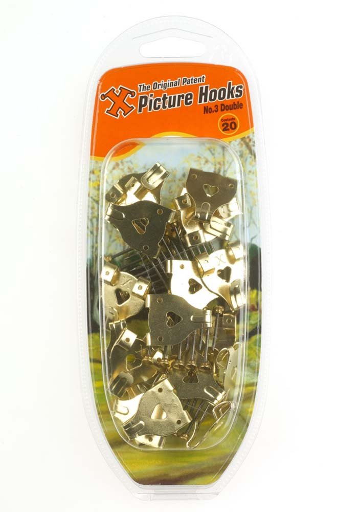 X Picture Hooks No.3 Brass Plated 20 Pack Blister - 12888