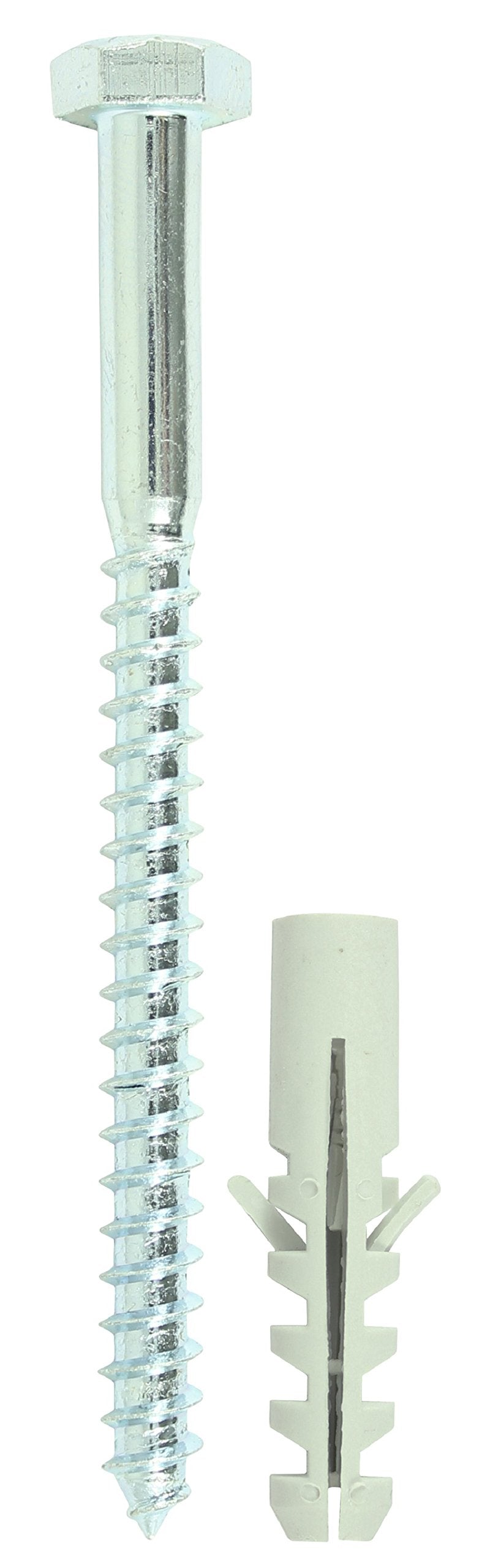 TIMco 0660CSCNP Coach Screw and Nylon Plugs 6 x 60 - Zinc (Pack of 2)