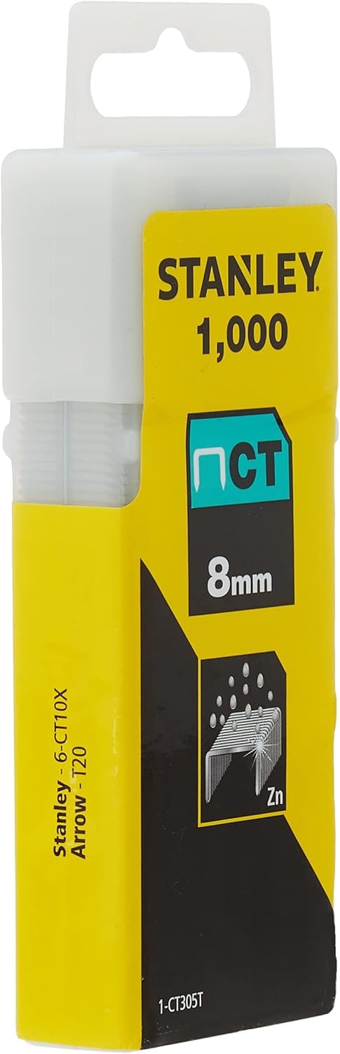 Stanley 8mm Flat Narrow Crown Staples (1000 Pieces)