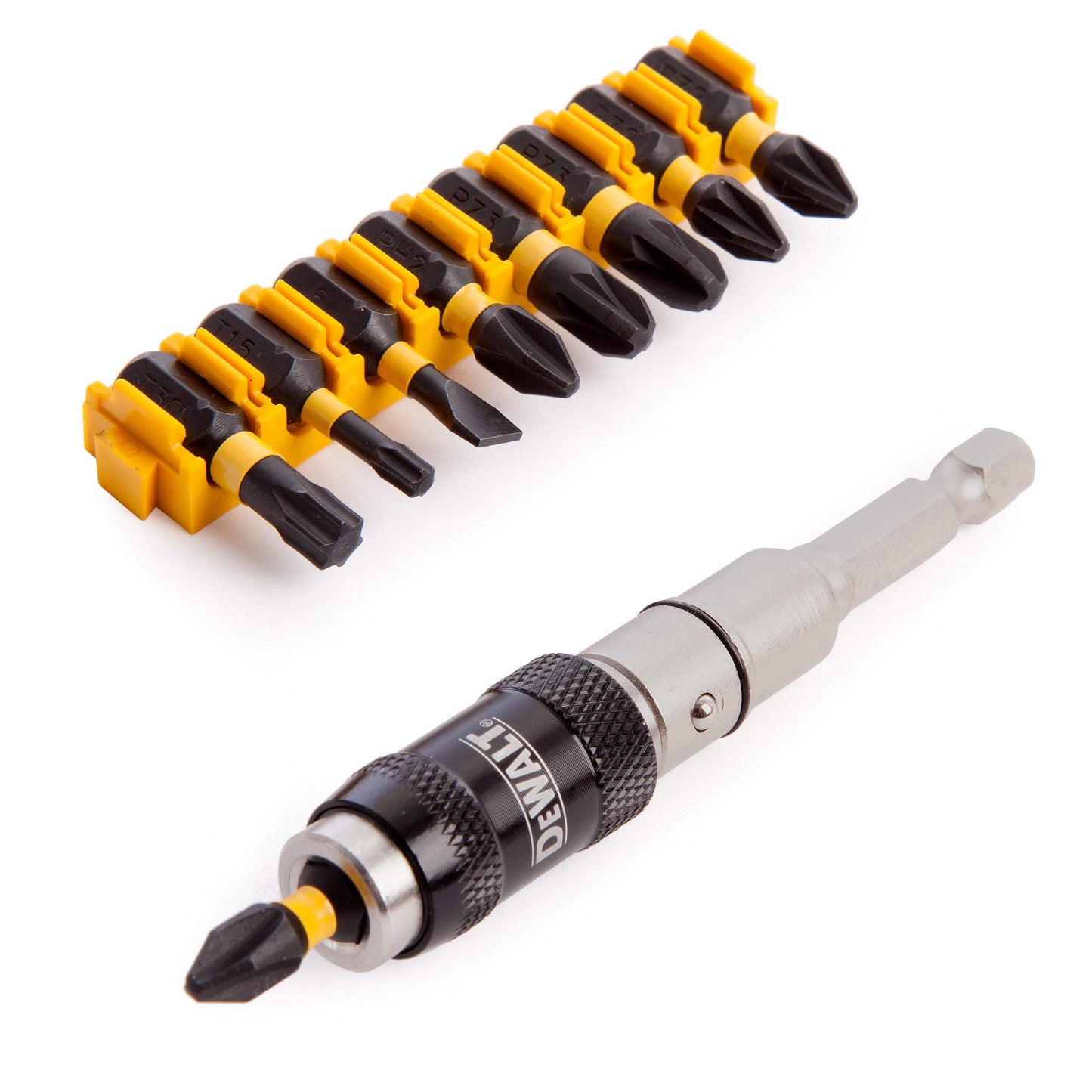 DeWalt dt70518t-qz Set 10-teilig für Schrauben: beweglicher mit Bithalter Bits PZ3 Impact Torsion PH2 25 mm T15: PL6 x1, x1, T30 x1, x2, X2, PZ2 X2, Pivot-Bithalter.