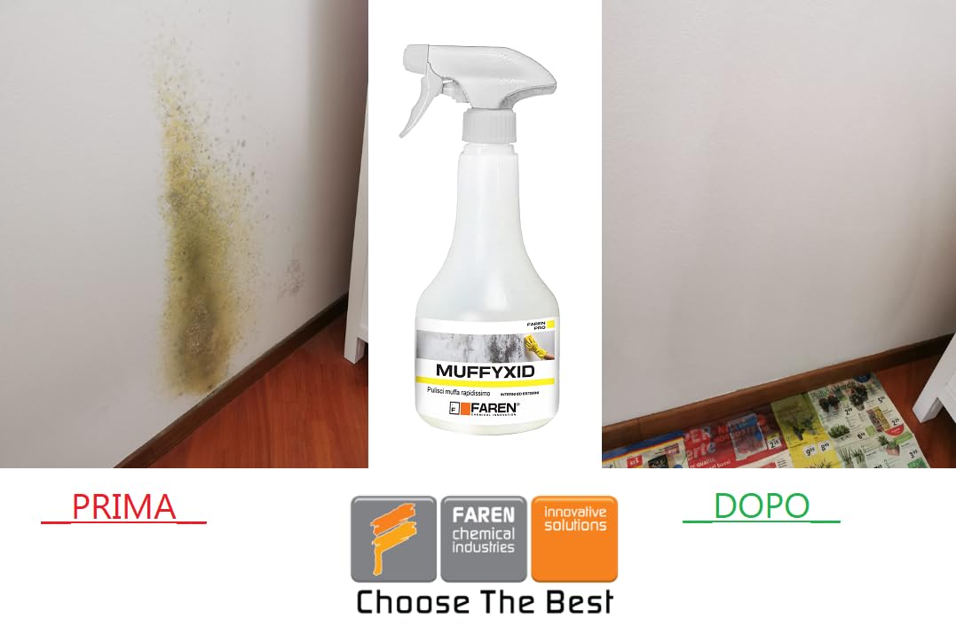 Faren MUFFYXID Mould Removal, Mould Removal, Fast Acting Mould Cleaner, Sanitizing, Quickly Eliminates Mold, Fungus, Moss and Algae, Delays Reappearance 500 ml