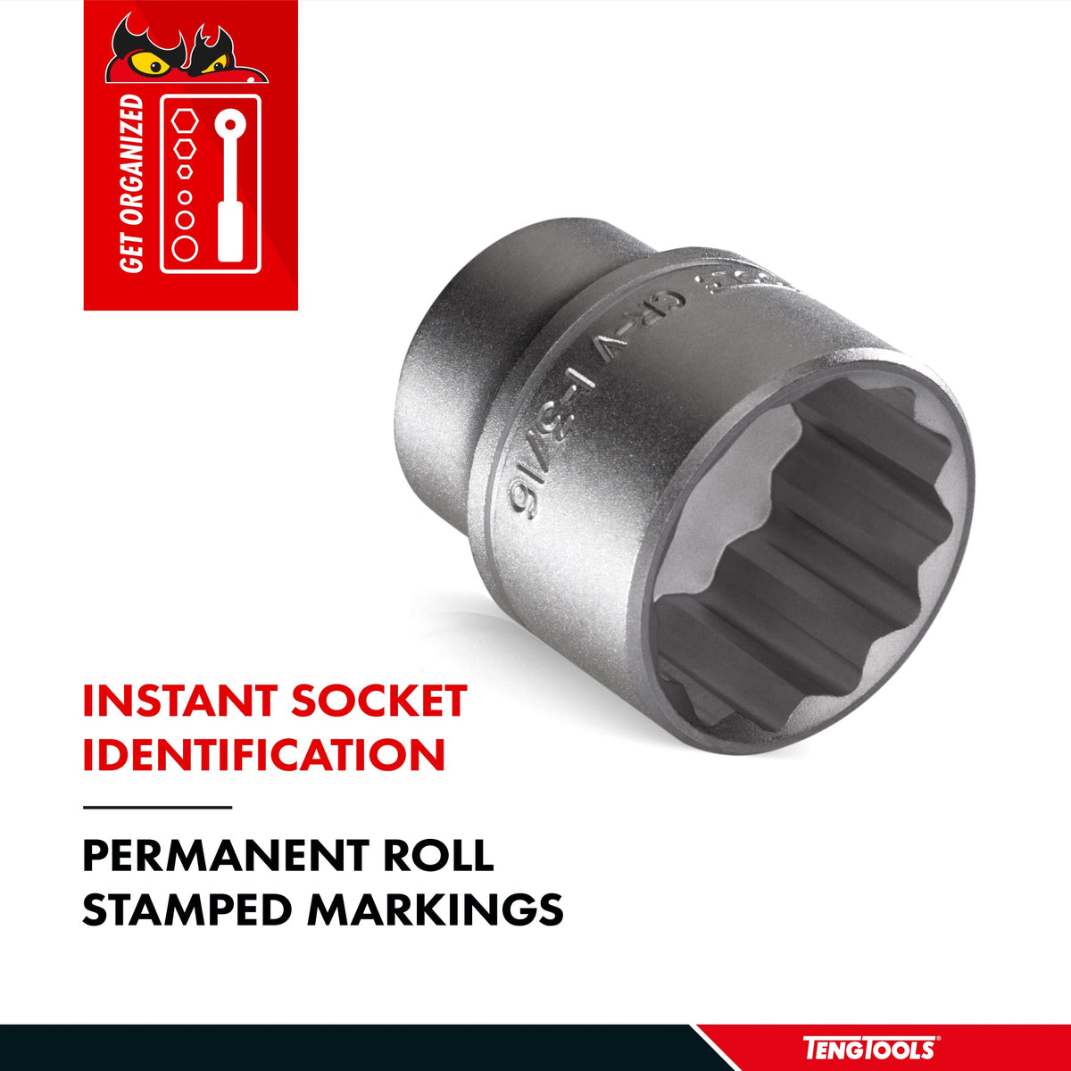 Teng M120508-C Regular Bi Hexagon Socket 8mm 1/2in Square Drive