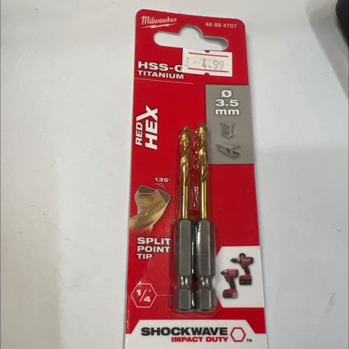 Milwaukee impact Metal drill bit 3.5mm 2 pack