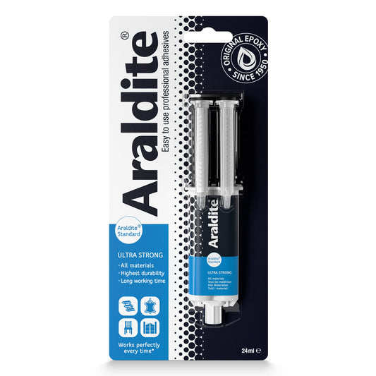 Araldite | Standard 2-Part Epoxy Resin Glue | Ultra Strong, Multipurpose & Solvent-Free Adhesive Works as Ceramic, Plastic, Metal, Jewellery & Glass Glue | For Durable Bonding & Repairs | 15ml