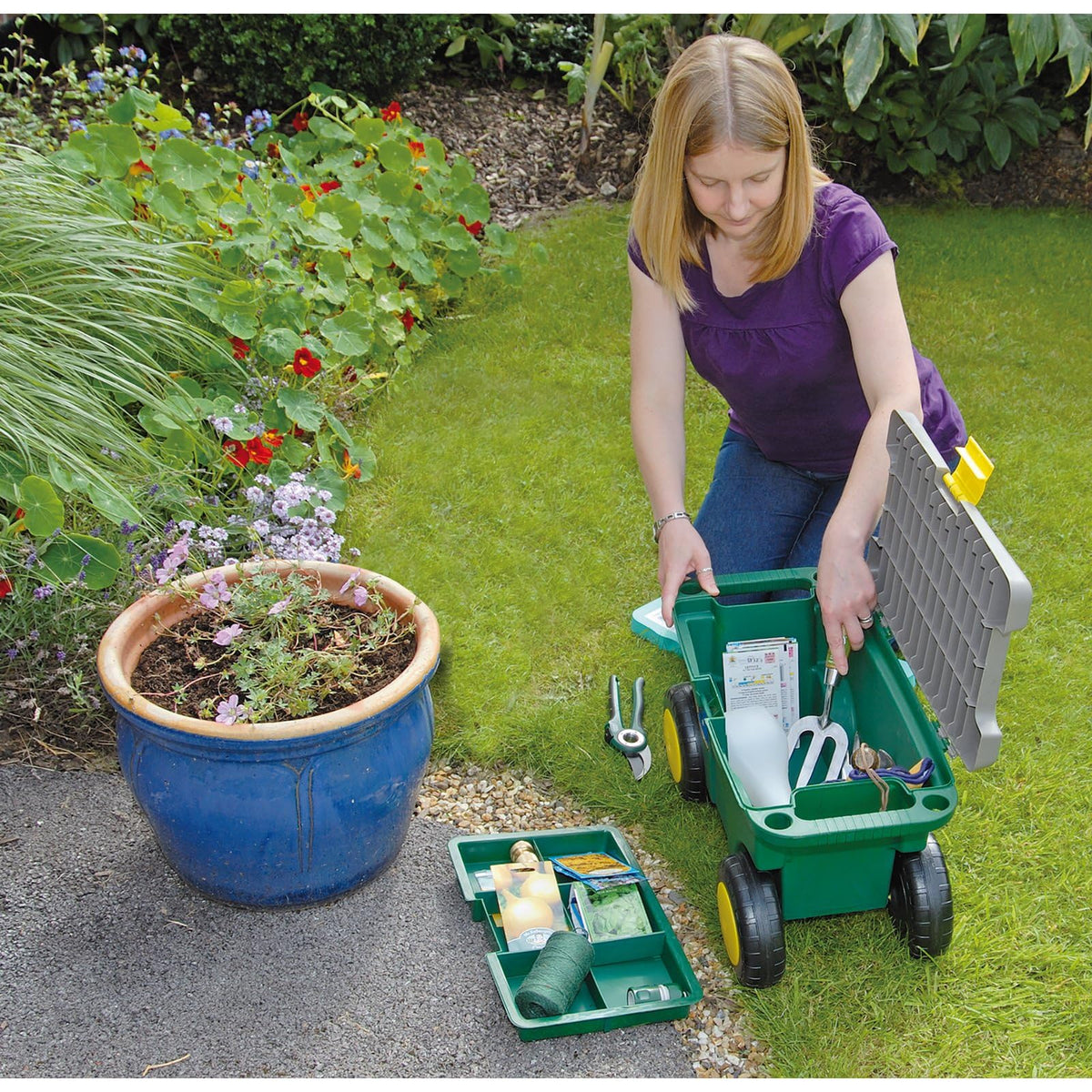 Draper 60852 Gardeners Tool Cart and Seat, Green
