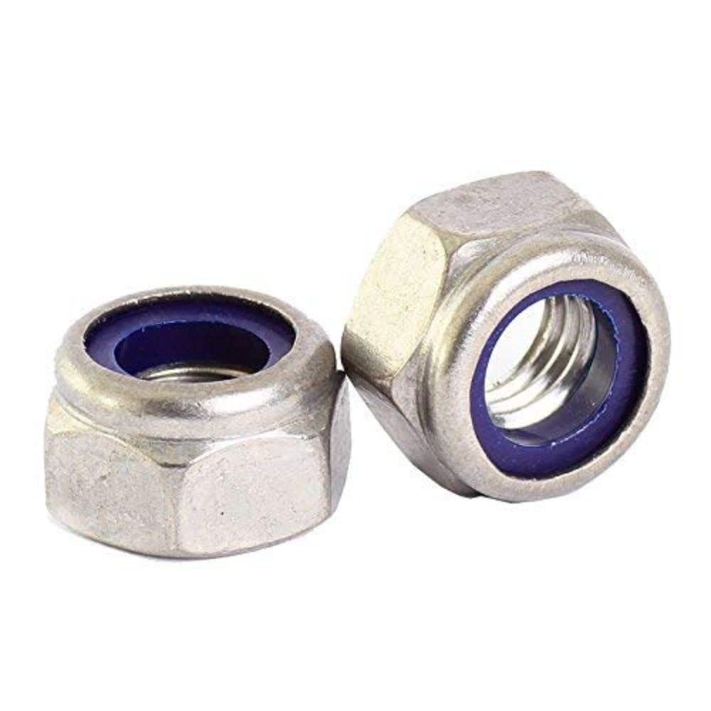 Merriway BH06812 (10 Pcs) Self Locking Nuts with Blue Nylon Inserts BZP M10 - Pack of 10 Pieces