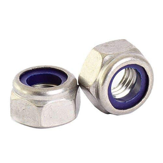 Merriway BH06812 (10 Pcs) Self Locking Nuts with Blue Nylon Inserts BZP M10 - Pack of 10 Pieces