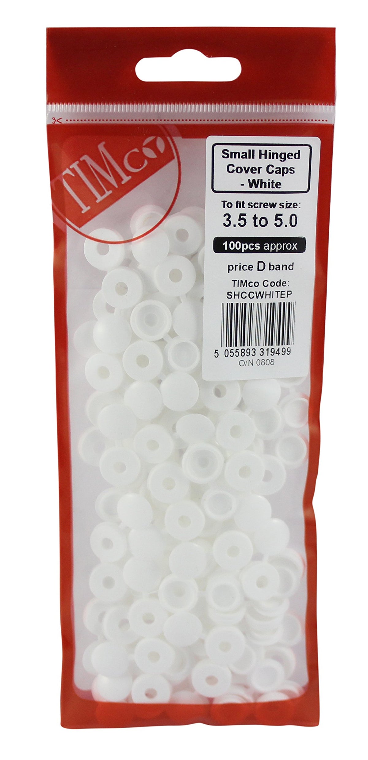 TIMCO Hinged Screw Caps Small White - to fit 3.0 to 4.5 Screw