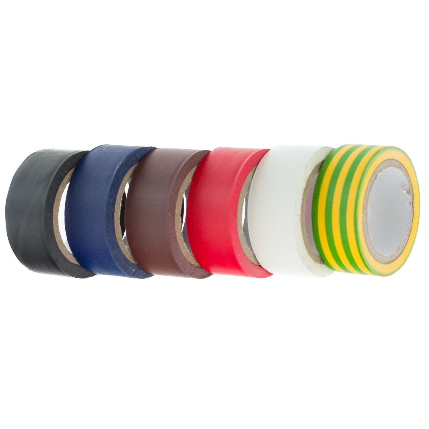 CORAL 71350 Essentials Electrical Tape 19MM 5M roll 6 piece pack set Black White Blue Red Brown Green and Yellow