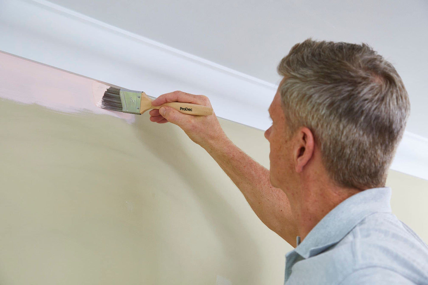ProDec 2 inch Premier Trade Professional Synthetic Short Handle Cutting In Paint Brush for Sharp Edge Lines Painting with Emulsion