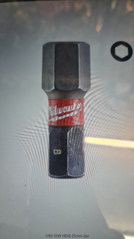 Milwaukee S/bit shw hex8mm x 25mm 2pc