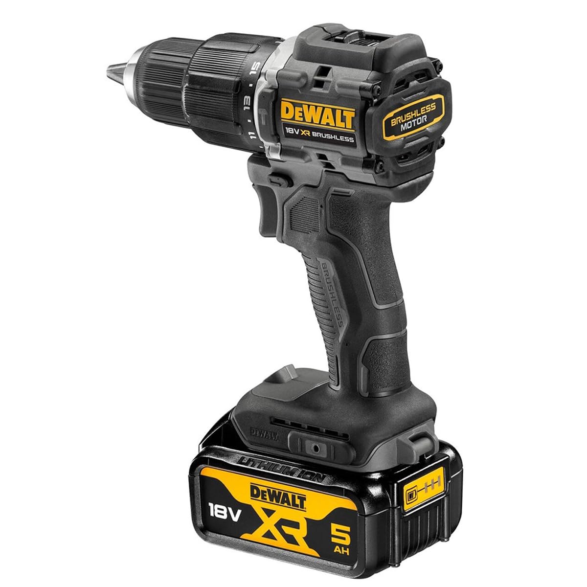 Dewalt DCD100P2T 18V XR Cordless Brushless Combi Drill with 2 x 5.0Ah Batteries, Charger & Case